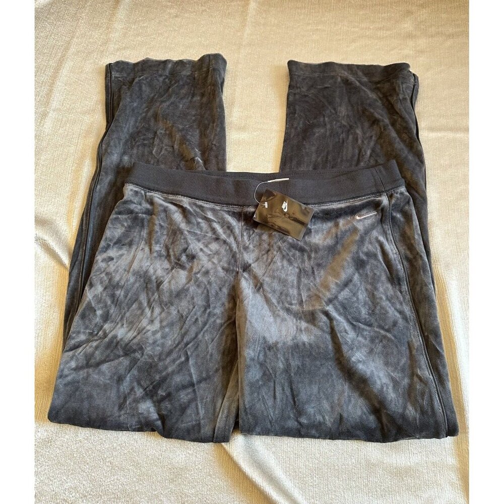 NEW Vtg Nike Y2K Pants Womens Large Velour Velvet Wide Leg‎ Sweatpant Track Pant